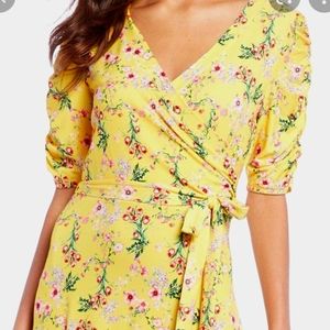 NWT Gibson Latimer 3/4 Sleeve Floral Puff Sleeve Wrap Dress, small